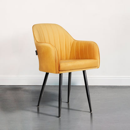Maharaja Chair -Cushioned Seat & Heavy-Duty Black Metal Legs, Ideal for Dining, Podcast, Home & Restaurant, 6 Months Warranty (Pack of 1)