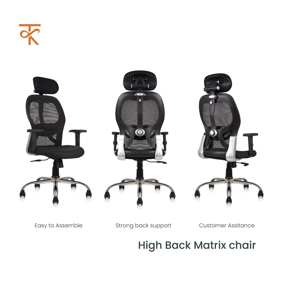 Matrix High Back Ergnomic Office Chair - Adjustable Lumbar Support & H ...