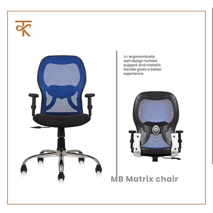 Matrix Mid Back Office Chair - Blue front & Back View