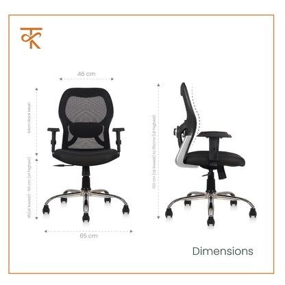Matrix Mid Back Office Chair product measurements 