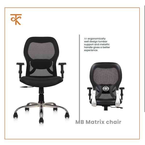 Matrix Mid Back Mesh Office Chair - Ergonomic with Adjustable Armrest ...