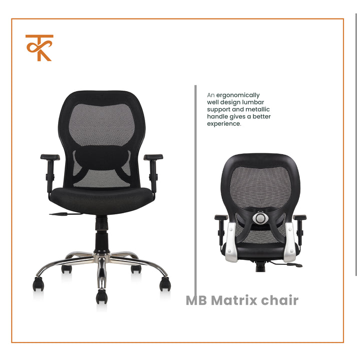 Matrix Mid Back Mesh Office Chair - Ergonomic with Adjustable Armrest ...