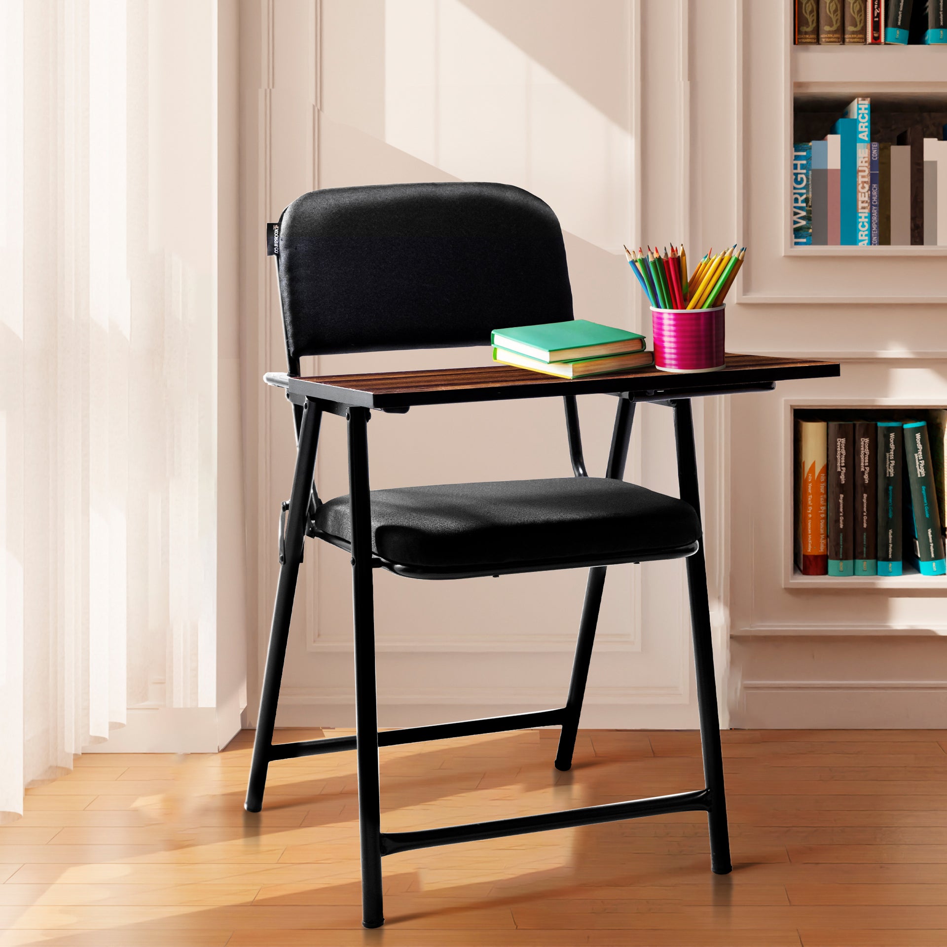 Folding Study Chair with Writing Pad Cushion with Heavy Duty