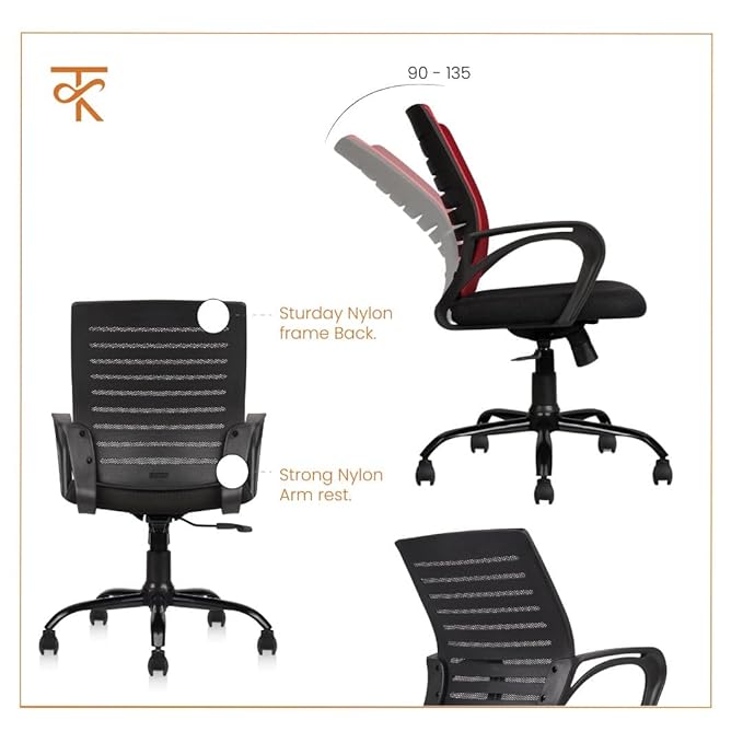 Mid Back Mesh Ergonomic Office Chair - RED back 