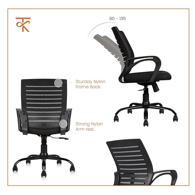 Mid Back Mesh Ergonomic Office Chair - black Back