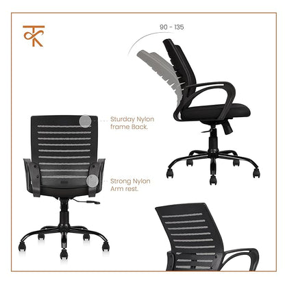 Mid Back Mesh Ergonomic Office Chair - black Back