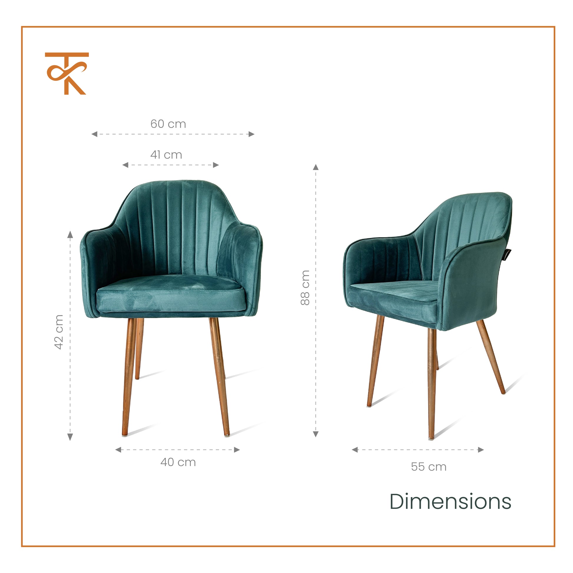 Modern Maharaja Café Chair-product measurements 