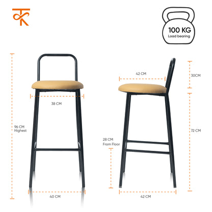 Zen Bar Chair - Low Back Bar stool (Mustard Yellow)