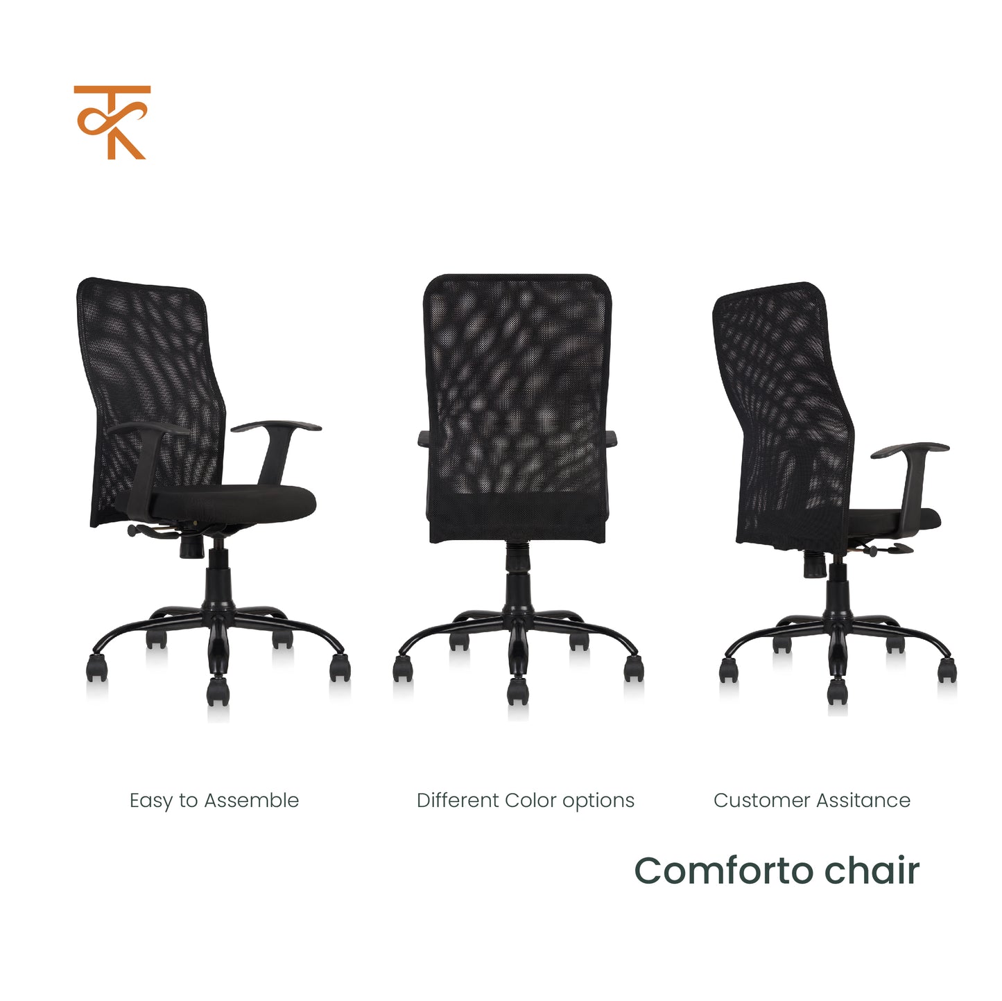 Office mesh Chair Black- different angles