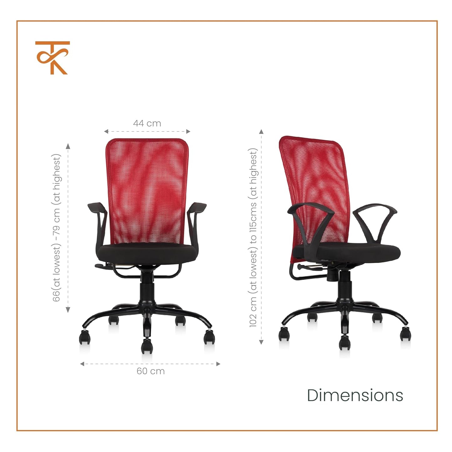 Ohio Office Chair - RED Dimensions