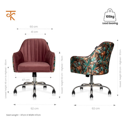 Sherni Accent Chair For Office - Adjustable Height, Tilt Lock, 360° Swivel, Heavy Duty Metal Base (Mauve Pink)
