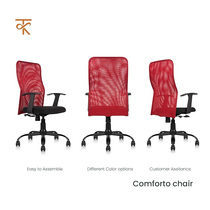 Red Comforto office chair various angles