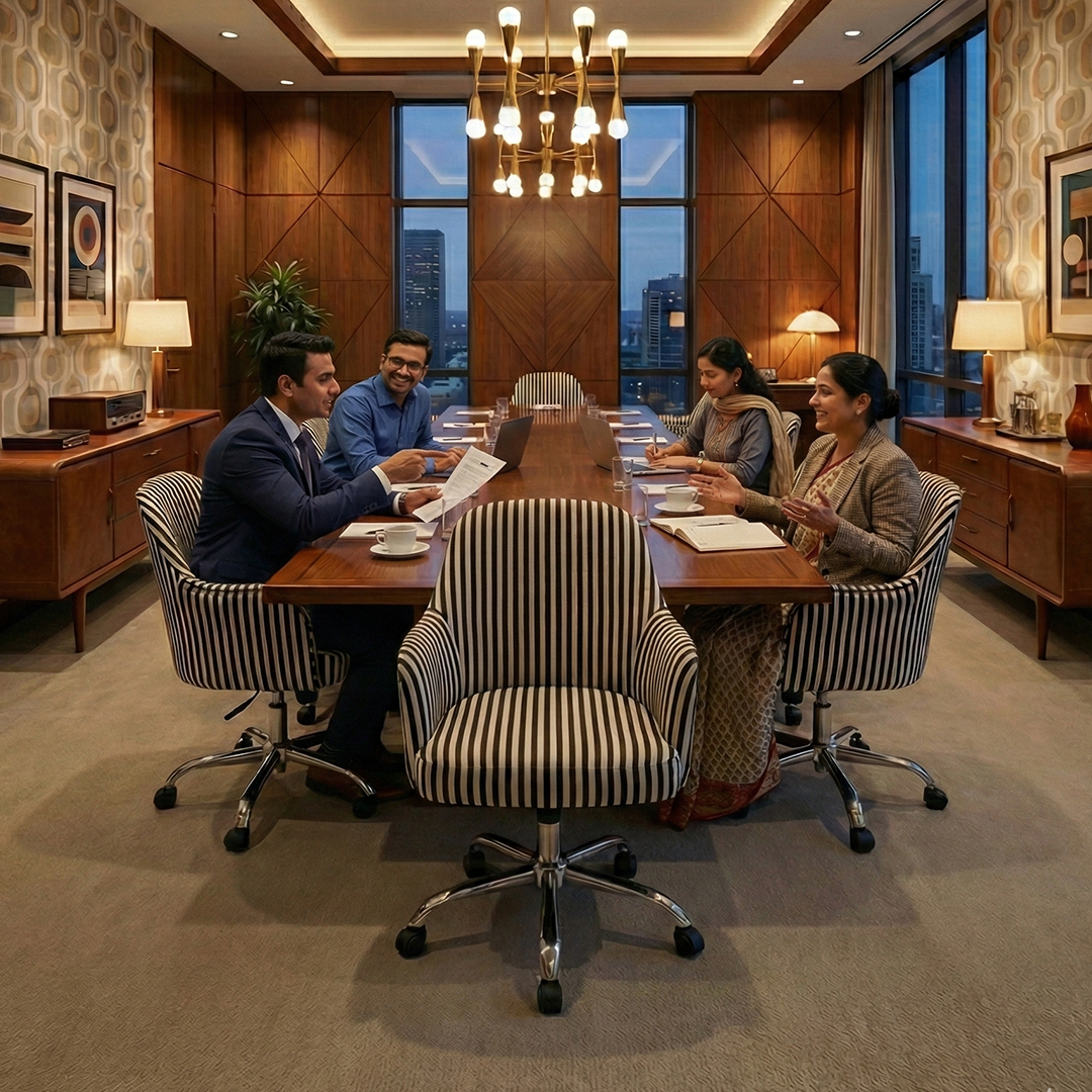 Retro Classic Office Chair  Adjustable Height, Tilt Lock, 360∞ Swivel, Heavy Duty Metal Base , 6 Months Warranty - Black & White