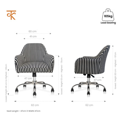 Sherni Accent Chair For Office - Adjustable Height, Tilt Lock, 360° Swivel, Heavy Duty Metal Base (Slate Grey)