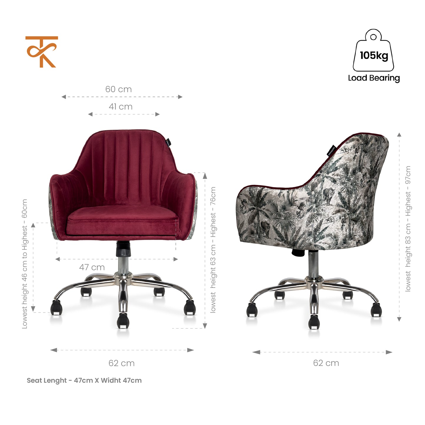 Sherni Accent Chair for Office - Adjustable Height, Tilt Lock, 360° Swivel, Heavy Duty Metal Base (Scarlet Red)
