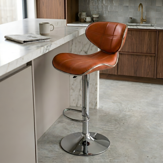 Apple Bar Chair - Stylish Revolving Bar Stool with 360° Swivel Seat & Footrest for Kitchen, Cafe, Bar Counter, 6-Month Warranty Brown (Pack of 1)