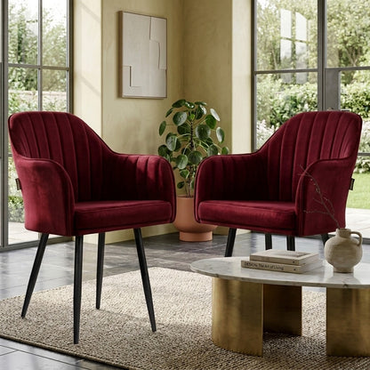 Aksh Velvet Swivel Accent Chair - Premium Lounge Chair for Living Room, Bedroom & Decor, 6 Months Warranty - Red (Pack of 2)