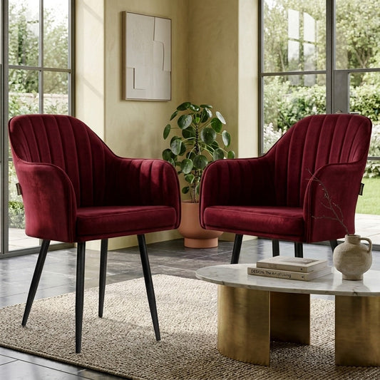 Aksh Velvet Swivel Accent Chair - Premium Lounge Chair for Living Room, Bedroom & Decor, 6 Months Warranty - Red (Pack of 2)