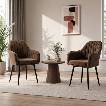 Aksh Velvet Swivel Accent Chair - Premium Lounge Chair for Living Room, Bedroom & Decor, 6 Months Warranty - Brown (Pack of 2)