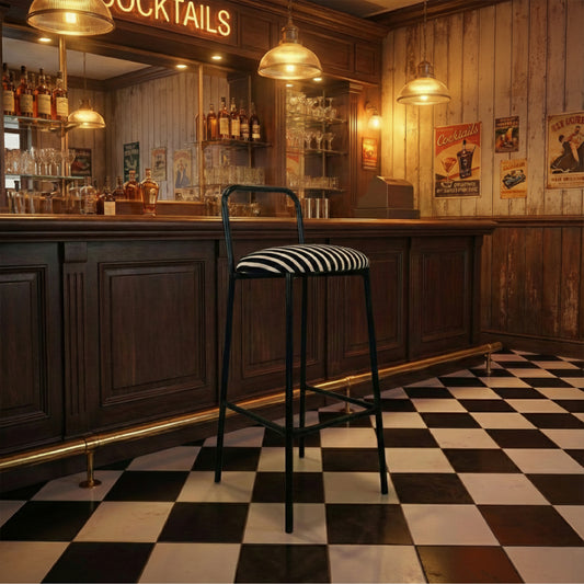Zen Bar chair - Low Back Bar stool (Black & White Retro)