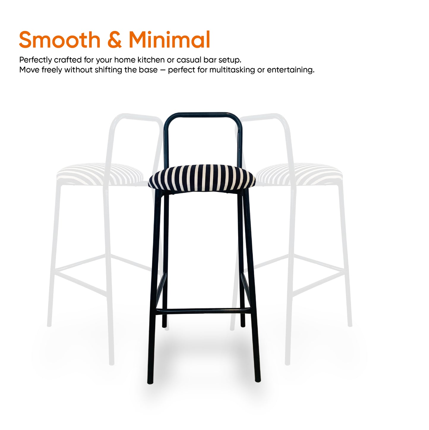 Zen Bar chair - Low Back Bar stool (Black & White Retro)