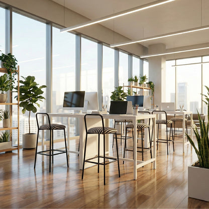 Zen Bar chair - Low Back Bar stool (Black & White Retro)