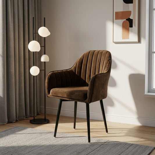 Aksh Velvet Swivel Accent Chair - Premium Lounge Chair for Living Room, Bedroom & Decor, 6 Months Warranty - Brown (Pack of 1)