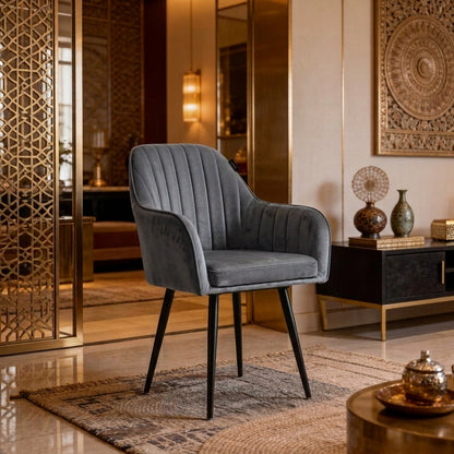 Aksh Velvet Swivel Accent Chair  - Premium Lounge Chair for Living Room, Bedroom & Decor, 6 Months Warranty - Grey