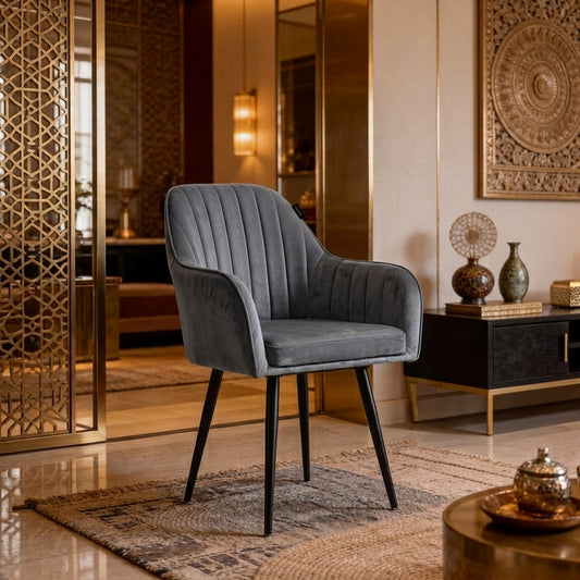 Aksh Velvet Swivel Accent Chair  - Premium Lounge Chair for Living Room, Bedroom & Decor, 6 Months Warranty - Grey (Pack of 1)