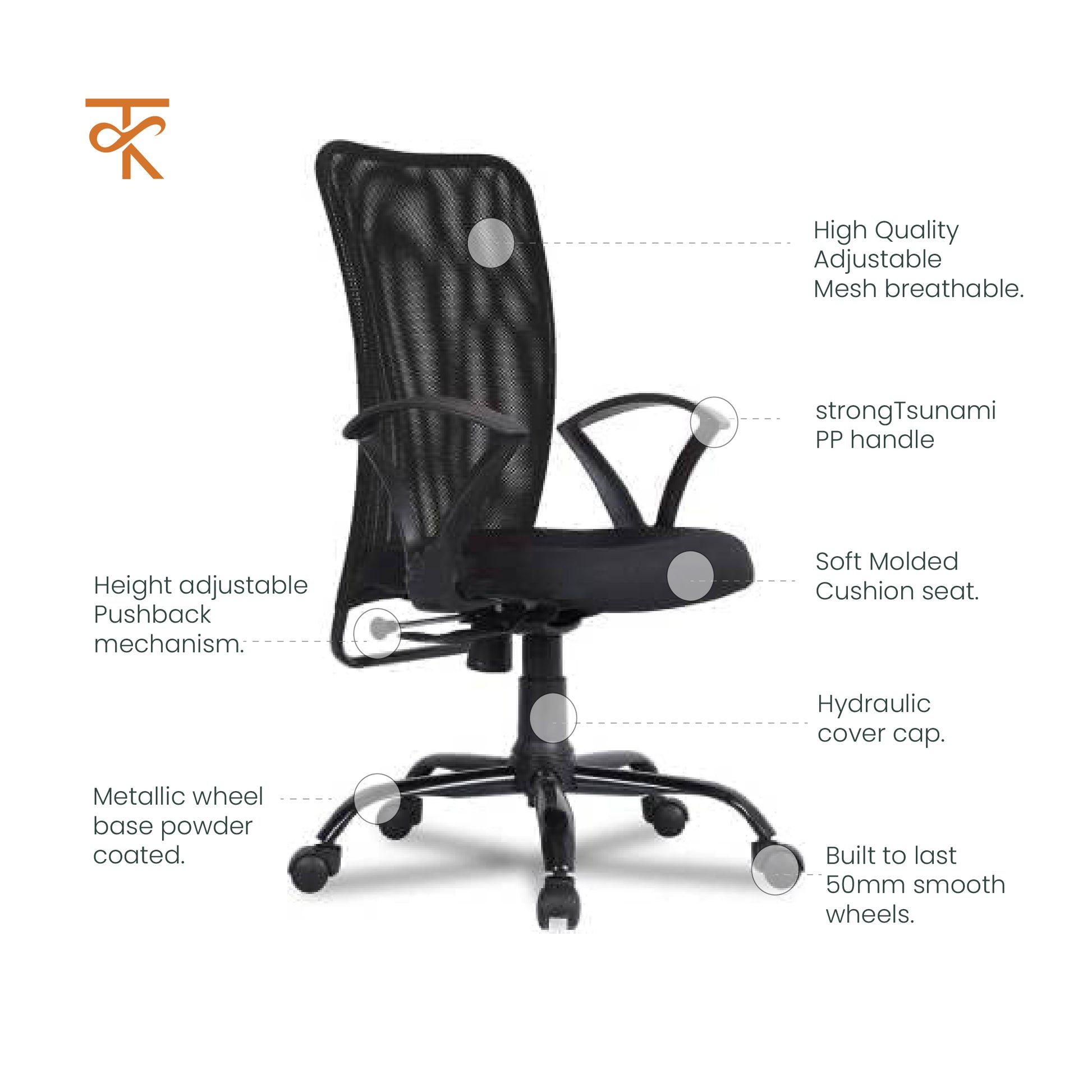 Ohio Sigma High Back Erogonomic Office Chair- Adjustable