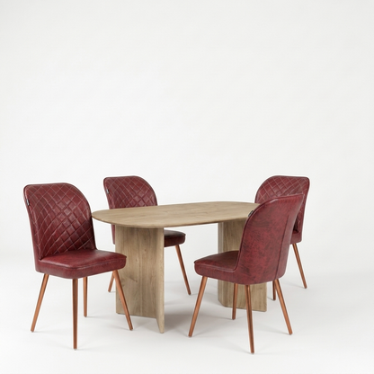 Barfi Chair - Modern Velvet Accent Chair for Living Room, Bedroom & Dining with Heavy-Duty Rose Gold Legs , 6 Months Warranty, Maroon (Pack of 4)