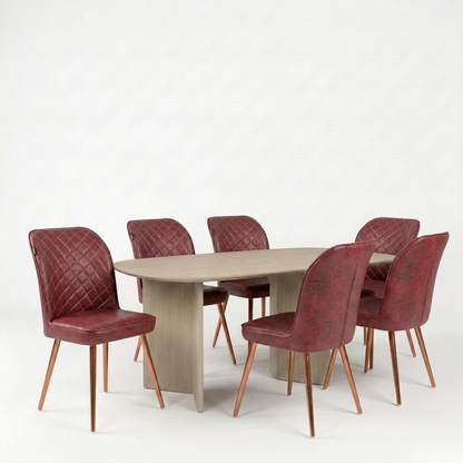 Barfi Chair - Modern Velvet Accent Chair for Living Room, Bedroom & Dining with Heavy-Duty Rose Gold Legs , 6 Months Warranty, Maroon (Pack of 6)