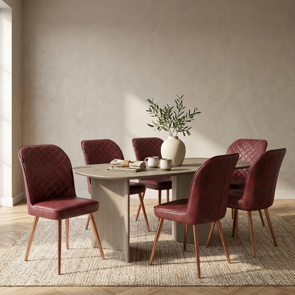 Barfi Chair - Modern Velvet Accent Chair for Living Room, Bedroom & Dining with Heavy-Duty Rose Gold Legs , 6 Months Warranty, Maroon (Pack of 6)