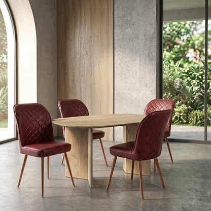 Barfi Chair - Modern Velvet Accent Chair for Living Room, Bedroom & Dining with Heavy-Duty Rose Gold Legs , 6 Months Warranty, Maroon (Pack of 4)