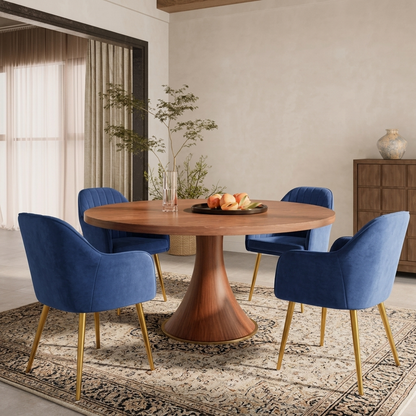 Neelam Velvet Accent Chair - Heavy Duty Rose Gold Metal Legs, Cushioned Dining Chair for Home & Restaurant, 6 Months Warranty (Pack of 4)