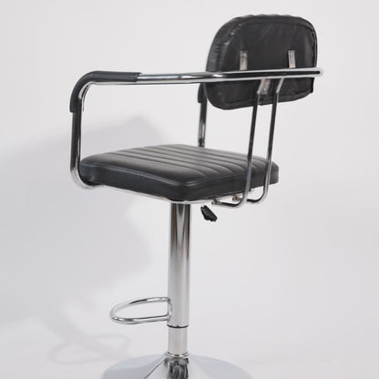 Flexi Bar Chair- Modern Adjustable Height Barstool with 360° Swivel Seat & Footrest - For Home Kitchen, Cafe ,6 Month Warranty Black (Pack of 1)