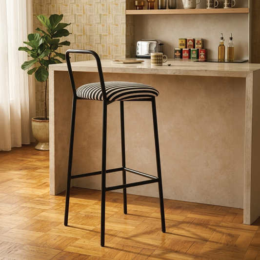 Retro Bar chair - Low Back Bar stool (Black & White Retro)